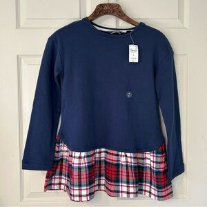 NWT Lands’ End Youth Large (14) Navy and Plaid Dress